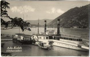 Ada Kaleh, Debarcader / rakpart, Brancoveanu román gőzhajó / wharf, molo, Romanian NFR steamship. Mustafa Hassan Reis photo