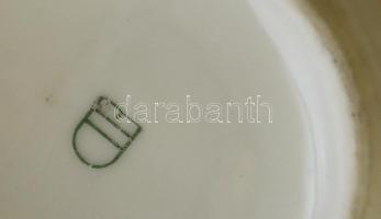 Jelzett matricás ékszertartó, kopott, d:9,5 cm