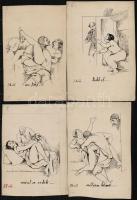 Jelzés nélkül: cca 1930 8 db erotikus rajz, illusztráció  Tus, papír. 11x17 cm
