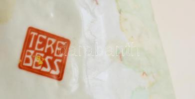 Terebess elefánt figura (tartó), részben kézzel festett, kopott, m: 21 cm, h:24 cm