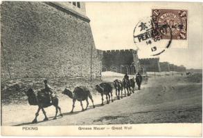 Peking, Grosse Mauer / Great Wall with camles, TCV card (EK)