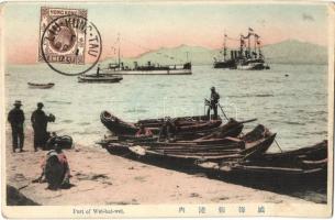 Weihai, Weihaiwei, Wei-hai-wei; port, warships. TCv card (EK)