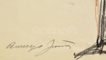 Olvashatatlan jelzéssel: Csontváz tanulmány. Szén ,papír, kis szakadással, 63×48 cm