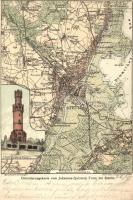 1906 Orientierungskarte vom Johannes-Quistorp-Turm bei Stettin / Polish map of Szczecin (EK)