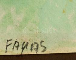 Farkas jelzéssel: Ház kúttal. Akvarell, papír, 24×32 cm