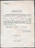1944 A zsidótörvények alól a 3040/1944. ME rendelet alapján mentesítő okirat (okt. 4.) korabeli fénymásolata zsidó személy részére