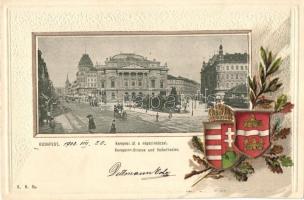 1903 Budapest VIII. Kerepesi út, Népszínház. Címeres, dombornyomott litho keret / Coat of arms, Emb. litho frame