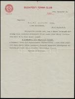 1925 Maleczki Román (?-?) a BTC főtitkára, korábbi MLSZ főtitkár levele iszeni Iszer Károly (1861-19...
