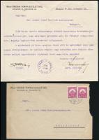 1929 az Óbudai Torna Egylet részvétnyilvánító levele iszeni Iszer Károly (1861-1929) újságíró, sportszervező felesége, eggensteini Hyann Marietta részére, aláírásokkal, borítékkal