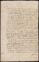 1738 Latin nyelvű egyezséglevél Heves vármegyei birtokról, 3 db rányomott viaszpecséttel