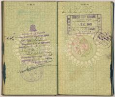 cca 1940 Sokat utazott hölgy, majdnem teljesen betelt útlevele / Almost full passport