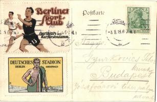 Berlin-Grunewald, Deutsches Stadion, Kurve und Kaiserpavillon, Platz für Rasensport, Laufsportbahn u...