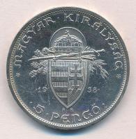 1938. 5P Ag "Szent István" T:2 patina, ph.
Adamo P8.1