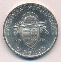 1938. 5P Ag "Szent István" T:1-,2 patina
Adamo P8.1