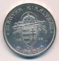 1938. 5P Ag "Szent István" T:1-,2 kis patina
Adamo P8.1