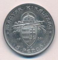 1938. 5P Ag "Szent István" T:1-,2 ksi patina
Adamo P8.1