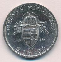 1938. 5P Ag "Szent István" T:2 patina, ph.
Adamo P8.1