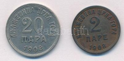 Montenegró 1908. 2p Br + 20p Ni T:2
Montenegro 1908. 2 Pare Br + 20 Para Ni C:XF