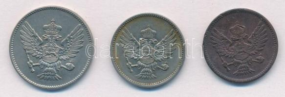 Montenegró 1914. 2p Br + 10p Ni + 20p Ni T:2
Montenegro 1914. 2 Pare Br + 10 Para Ni + 20 Para Ni C...