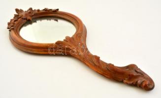 Faragott fa kézi tükör, ragasztott, 36×14 cm