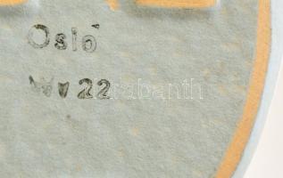Retro jelzett (Oslo), mini fali kaspó,  festett mázas kerámia, hibátlan,  11×8 cm