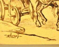 Sostarics Lajos (1896-1968): Óbuda, Szőlőkert utca, tus, papír, jelzett, kartonra ragasztva, 24×33 m