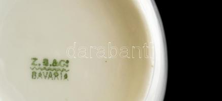 Bavaria virágmintás porcelán 2 db teás csésze + 2 db csészealj, jelzett, matricás, lepattanásokkal, ...