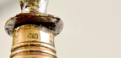 Ezüst (Ag.) nyelű étkészlet: 6 db kés + 6 db villa, jelzettek, h: 23 ill. 26 cm