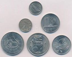 Vegyes 6db klf maláj és szingapúri fémpénz T:1- 6pcs of diff Malaysian and Singapor metal coins C:AU