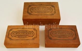 Gerbeaud Kugler régi fa doboz, 3 db, különböző méretekben