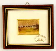 Hortobágy, nyomat aranyfólián, jelzett, üvegezett fa keretben, 4×6 cm