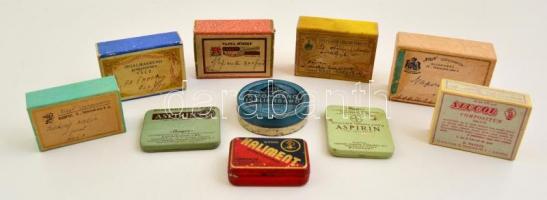 10 db régi gyógyszeres dobozka