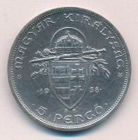 1938. 5P Ag "Szent István" T:2 patina
Adamo P8.1