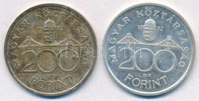 1992. 200Ft Ag "MNB" (2x) T:2 patina