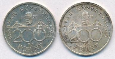1992. 200Ft Ag "MNB" (2x) T:2 patina