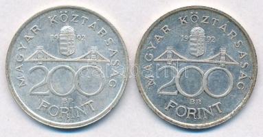 1992. 200Ft Ag "MNB" (2x) T:2 patina