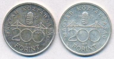 1992. 200Ft Ag "MNB" (2x) T:2 patina