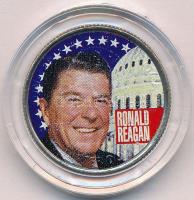 Amerikai Egyesült Államok 2003. 1/4$ előlapján Ronald Reagan multicolor kis tokban, tanúsítvánnyal T:1- USA 2003. 1/4 Dollar with Ronald Reagan on obverse, multicolor, in case with certificate C:AU