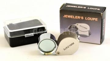 Ékszerész nagyító, 30×21 mm, saját tokjában