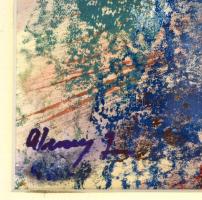 Aknay jelzéssel: Kompozíció. Vegyes technika, papír, üvegezett keretben, 25×15 cm