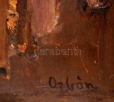 Orbán jelzéssel: Ülő akt. Olaj, farost, 60×40 cm