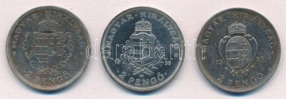 1935. 2P Ag "Pázmány" + 2P Ag "Rákóczi" + 1936. 2P Ag "Liszt Ferenc" T...