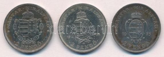1935. 2P Ag "Pázmány" + 2P Ag "Rákóczi" + 1936. 2P Ag "Liszt Ferenc" T...