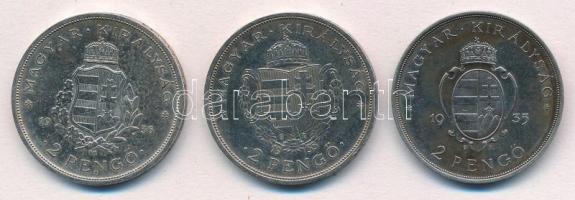 1935. 2P Ag "Pázmány" + 2P Ag "Rákóczi" + 1936. 2P Ag "Liszt Ferenc" T...