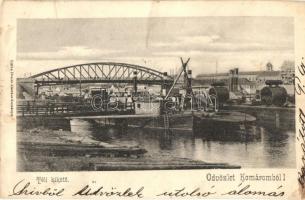 1903 Komárom, Komárnó; Téli kikötő hajókkal. Czike Dénes kiadása / winter port with ships (ragasztónyom / gluemark)