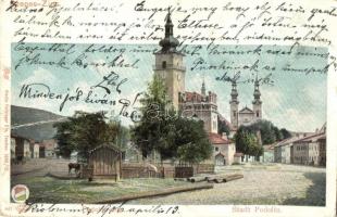 1906 Podolin, Podolínec (Szepes, Zips); Fő tér, templom, torony. Feitzinger Ede 441. 1902/12. / main square with church and tower (fa)