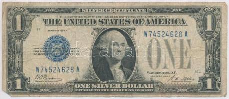 Amerikai Egyesült Államok 1928A 1$ Silver Certificate - kisméretű, kék pecsét, W.O. Woods - A. W. Mellon T:III- USA 1928A 1 Dollar Silver Certificate - Small size, blue seal, W.O. Woods - A. W. Mellon C:VG  Krause 412.a