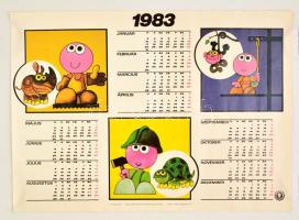 1983 Előzzük meg a baleseteket, SZOT Munkavédelmi Propaganda Bizottság plakát, naptárral, Bp. Offset Nyomda, 49x69 cm.