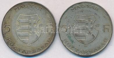 1947. 5Ft Ag "Kossuth" (2x) T:2,2- patina