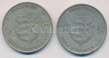 1947. 5Ft Ag "Kossuth" (2x) T:2,2- kis patina